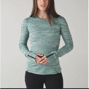 Lululemon Runderful Long Sleeve Space Dye Camo Forage Green Heathered
